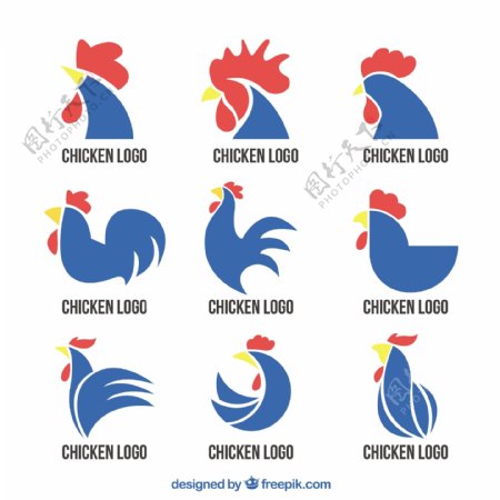 各种蓝色公鸡标志logo矢量素材