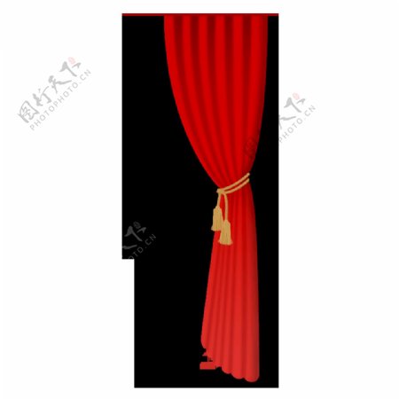 红色窗帘绳带元素