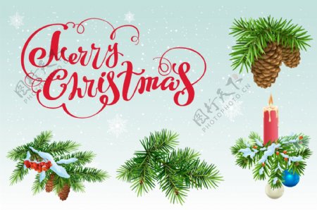 圣诞树装饰卡通矢量素材树木