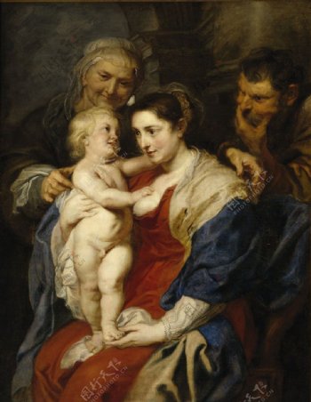 抱着婴儿的古代欧洲美女油画图片