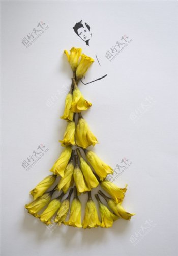 黄色花朵长裙设计灵感