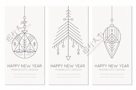 2017圣诞节新年线条设计素材文件