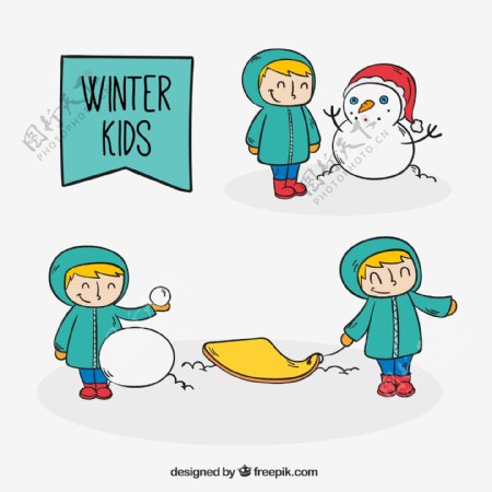 手绘儿童冬季衣服