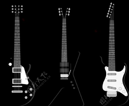 黑色吉他插图免抠png透明图层素材