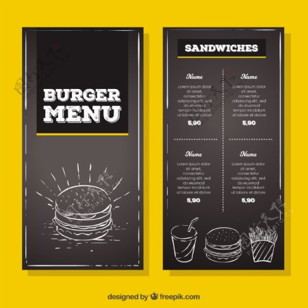 老式黑板风格汉堡菜单