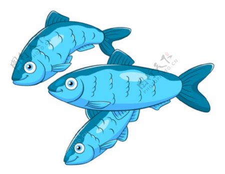 蓝色卡通鱼图片