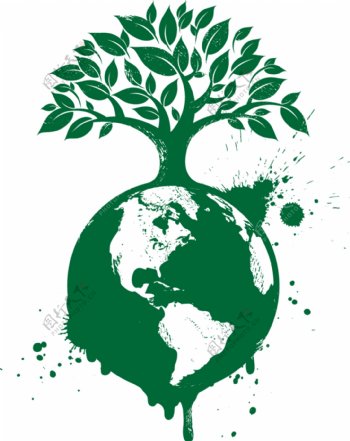 绿色环保地球树商业科技装饰图案设计元素