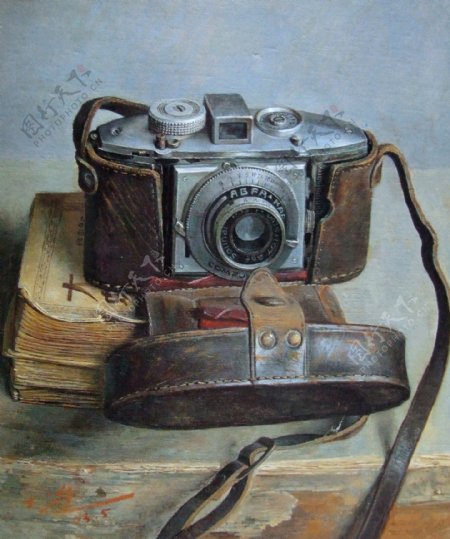 油画老式相机图片