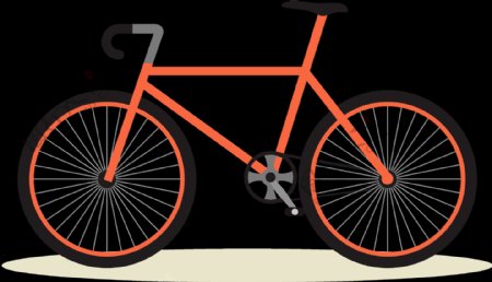 橙色单车自行车插画免抠png透明图层素材