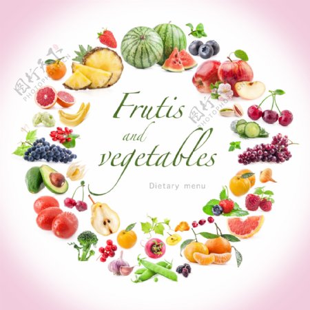 蔬菜水果组成的圆环图片