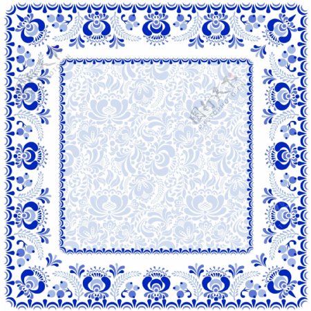 方形蓝色花纹青花纹餐具餐盘