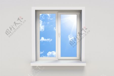窗户外的蓝天白云图片