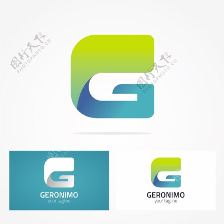 绿色蓝色字母g标志设计