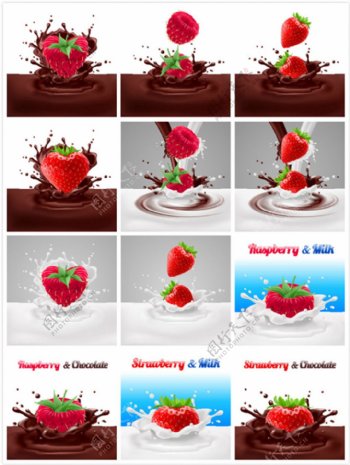 草莓与巧克力矢量