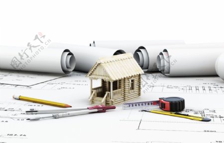 建筑工具与房屋模型图片