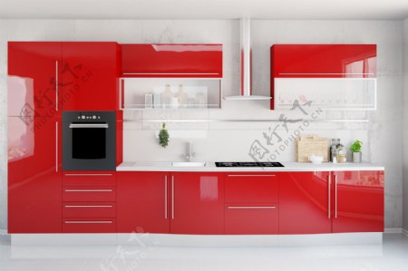 红色厨房装饰设计图片