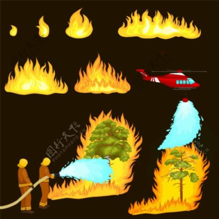 飞机消防员救火图片