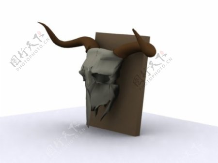 牛头骨骼3D雕塑模型