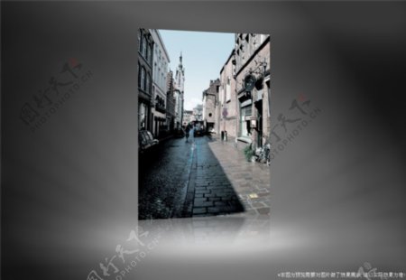 欧式风情城市街道影楼摄影背景图片