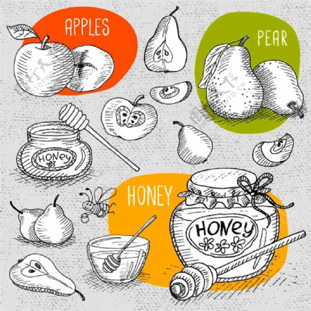 卡通水果蜂蜜图片1