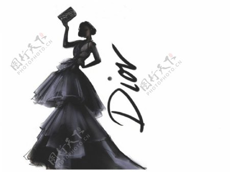 黑色长裙设计图