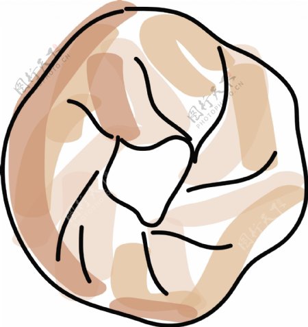 手绘面包甜甜圈矢量素材