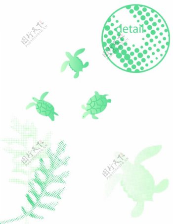 抽象海底乌龟动物图案