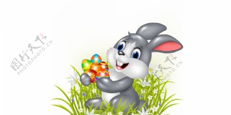 可爱复活节兔子矢量设计