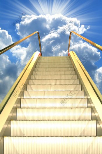 楼梯与天空背景素材图片