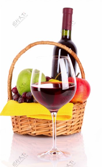 水果与葡萄酒图片