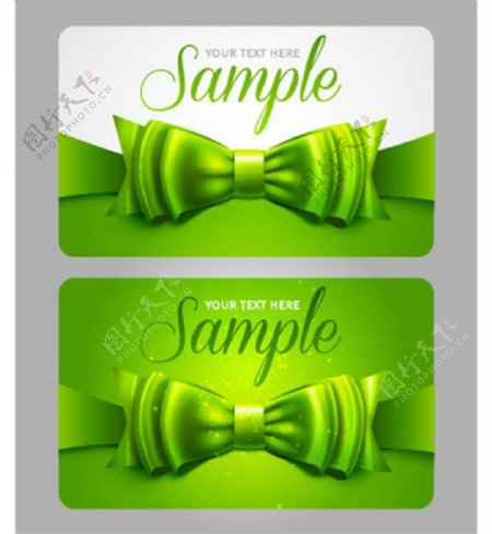 绿色蝴蝶结卡片矢量素材