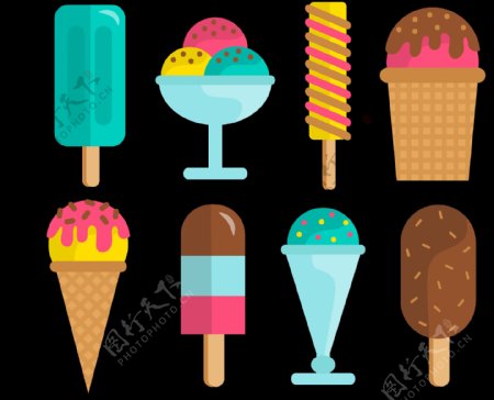 彩色冰淇淋雪糕免抠png透明图层素材