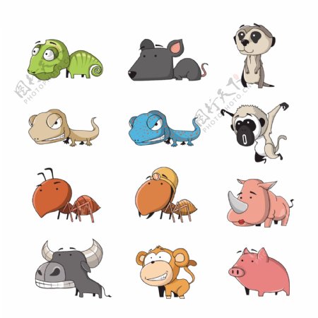 各种动物可爱卡通图