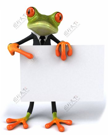 手拿白纸的卡通青蛙图片