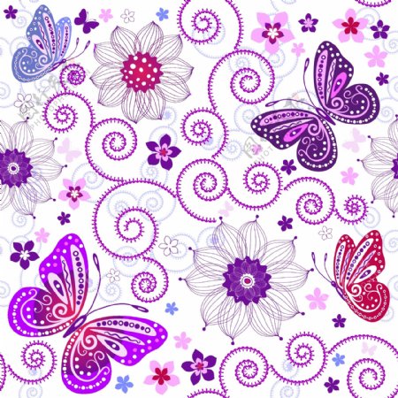 花蝴蝶图案模板矢量图案背景