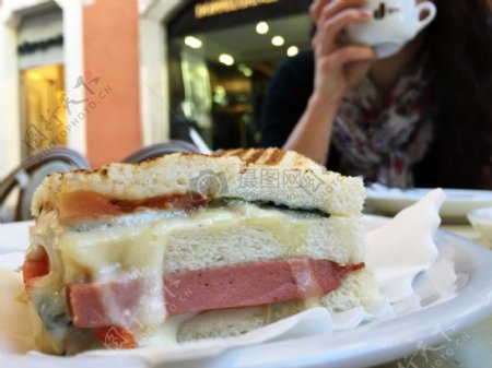 面包三明治咖啡吃奶酪lunc