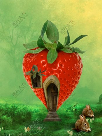 合成草莓房子