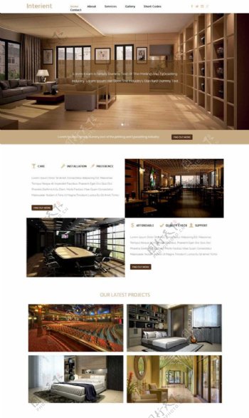 棕色室内建筑设计网站