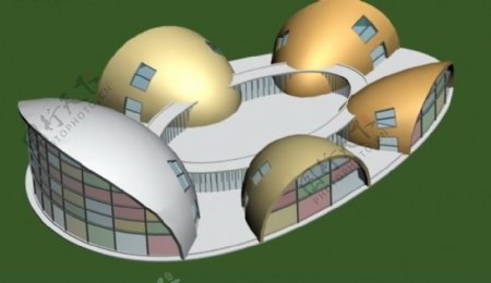 MAX半个鸡蛋造型学校幼儿园3D模型