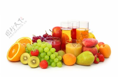 新鲜水果与果汁图片