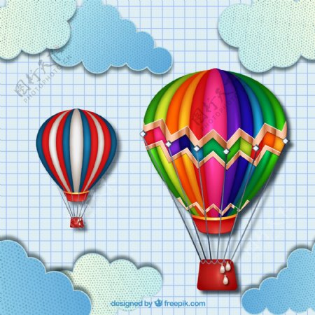 彩色热气球设计矢量素材图片