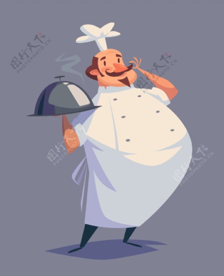 胖厨师卡通插画