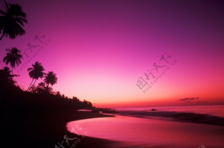 海边落日黄昏美景图片