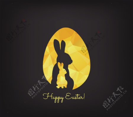 金蛋中的两只兔子卡通logo