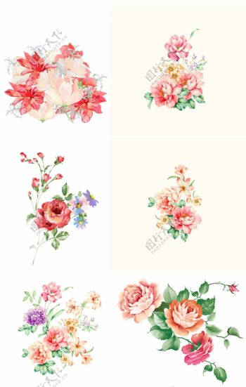 清新浪漫的手绘水彩花卉免费下载