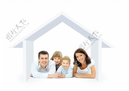 房子模型内的家庭图片