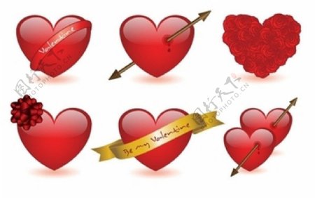 红色礼物情人节的心形矢量图标