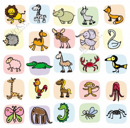 25款彩绘动物矢量素材