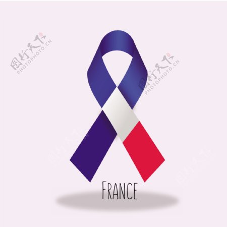 法国国旗丝带设计矢量素材