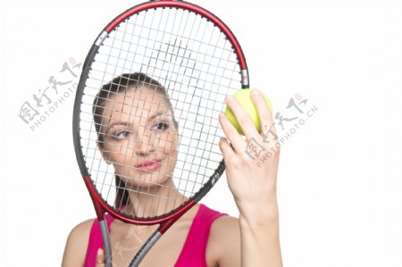 拿着网球拍的性感美女图片